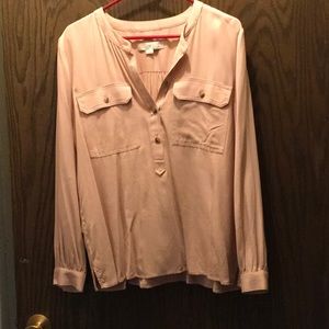 Loft Petite pink long sleeve blouse Sz L